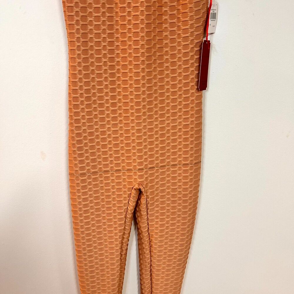 Roma Concept Jumpsuit Womens Large Nude Geometric Textured Scoop Neck Yoga NWT - Picture 5 of 13